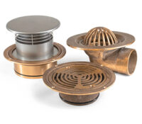 bronze roof drain rain stormwater storm drainage point dome flat overflow grate
