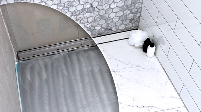 tile over bathroom shower tray tile insert linear channel grate