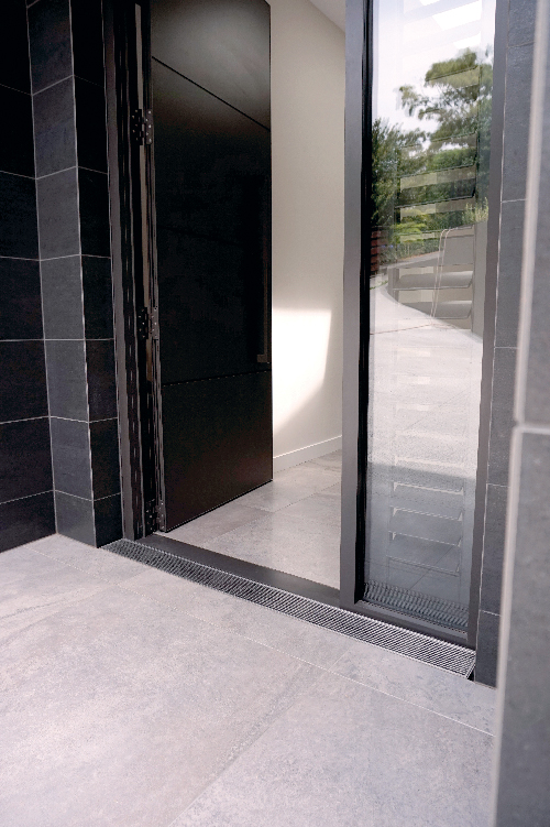level entry threshold door drain channel residential front entrance