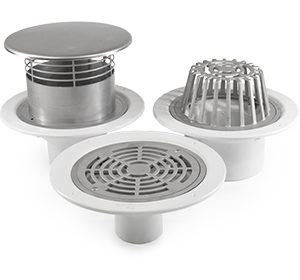 roof drain dome overflow flat grates low pitched roof stormwater catchment heat torch on membranes