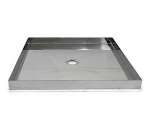Exposed stainless steel finish shower tray bathroom wet area