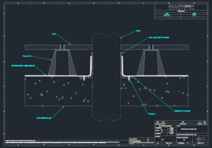 Balcony downpipe flange install detail cad