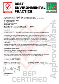 best practice certificate environmental green pvc moulding sustainable