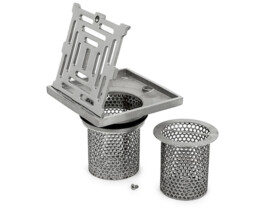 strainer double basket collection trap sediment commercial drain drainage silt solids waste filter floor stainless steel product image
