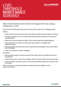 Level threshold channel drain maintenance schedule perimeter PC180L