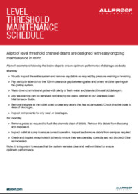 Level threshold channel drain maintenance schedule perimeter PC180L