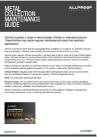 Metal Collection Maintenance Guide Metal electroplated finishes Maintenance Guide