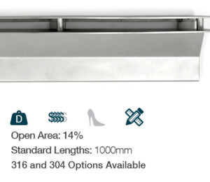channel trench strip drain grate external surface water catchment commercial residential stainless steel offset slot
