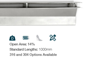 channel trench strip drain grate external surface water catchment commercial residential stainless steel offset slot