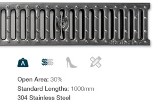 channel trench strip drain grate external surface water catchment commercial residential pressed stainless