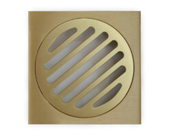 100mm square brushed brass shower floor drain
