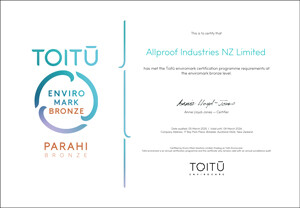Toitū enviromark bronze certificate
